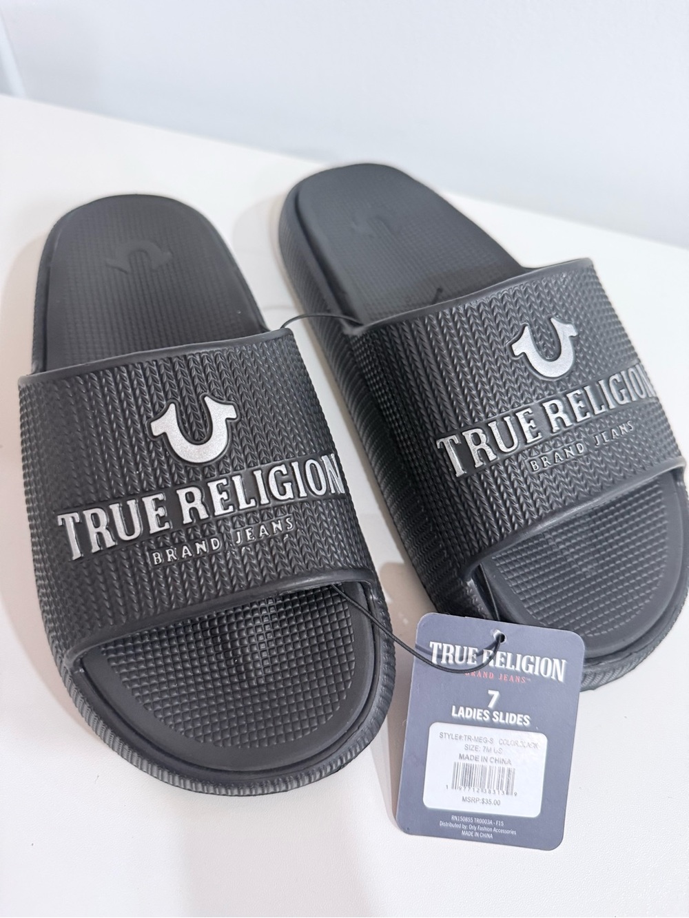 True Religion Black Logo Slide Sandals for Men - Picture 4 of 5